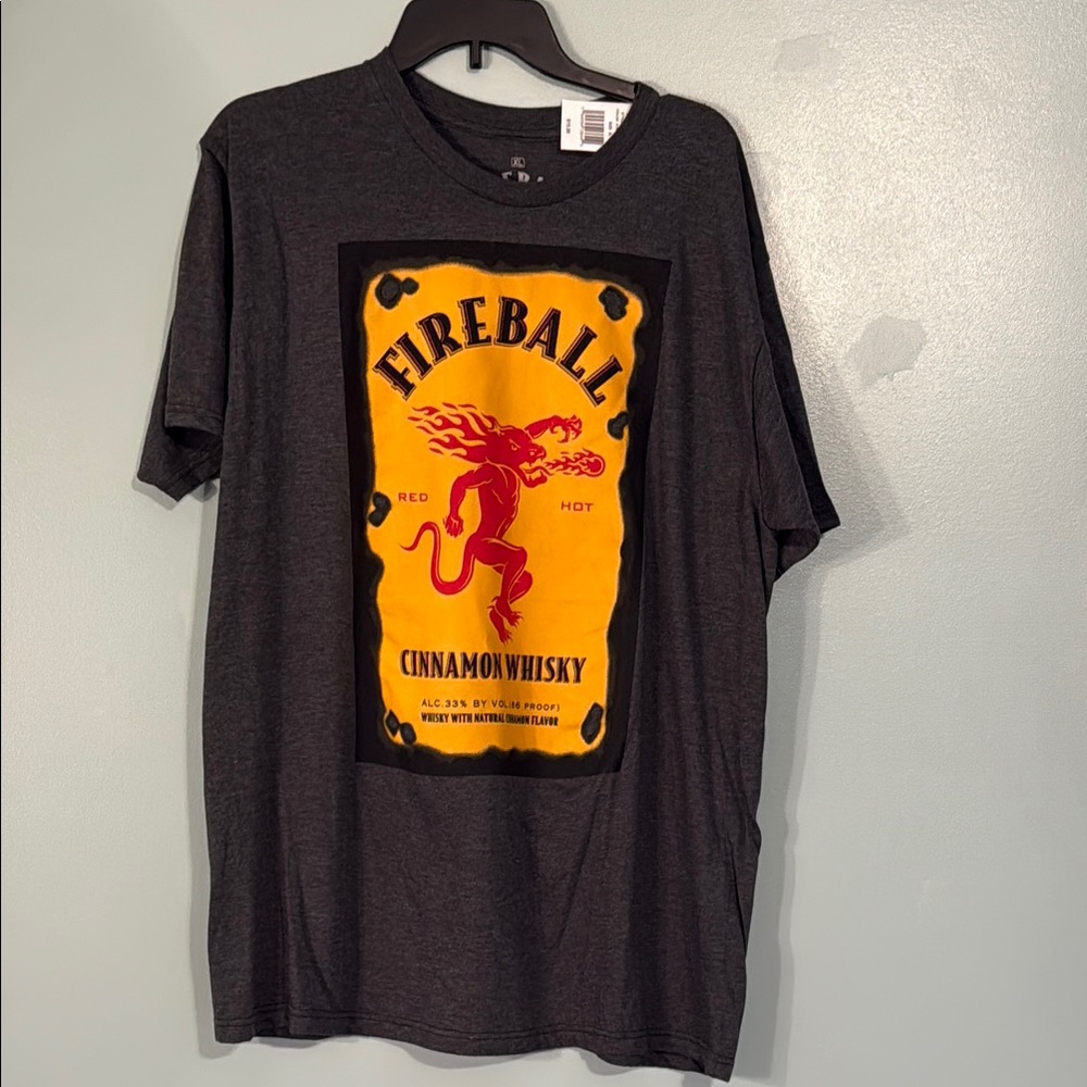 Fireball Cinnamon Whisky Graphic T-Shirt - Grey